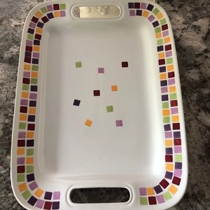 Simple Addition Large Rectangular Handled Platter